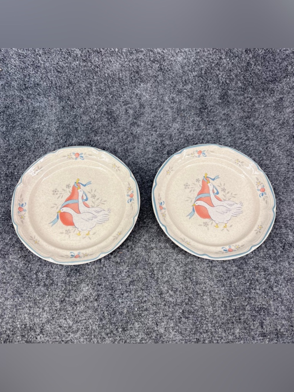 2 Vintage Marmalade by International Salad Plates 7-5/8” Geese Bows CottageCore